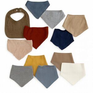 Lot 12 Baby Bandana Bibs Neutral Boho Colors Mixed Brands Cotton Muslin-AC224